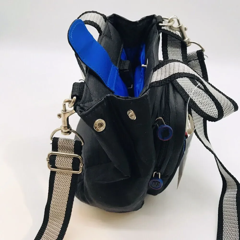 NEW No Boundaries Black  Detachable Crossbody Bag Double Handle Case Zip Pockets